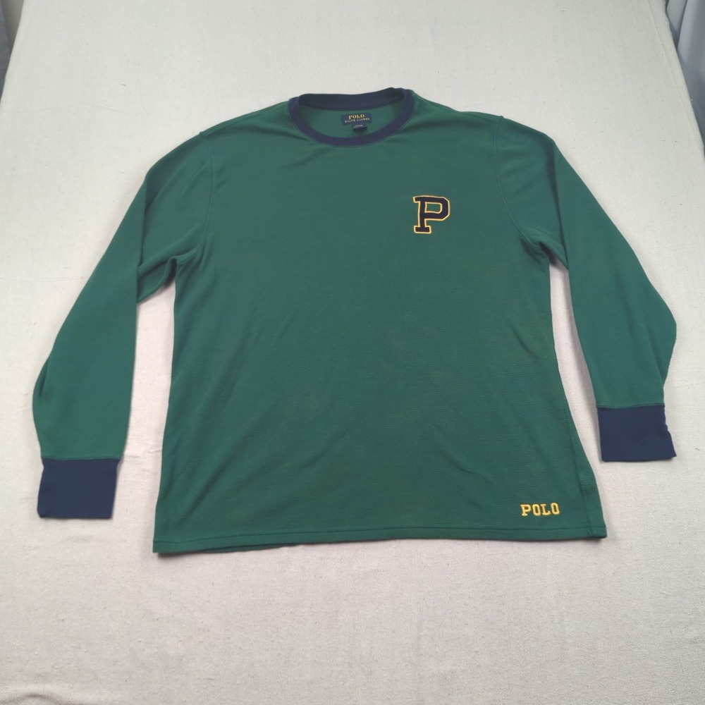 Polo‎ Ralph Lauren Waffle Knit Sleepwear Shirt Men's 2XL Green Big P